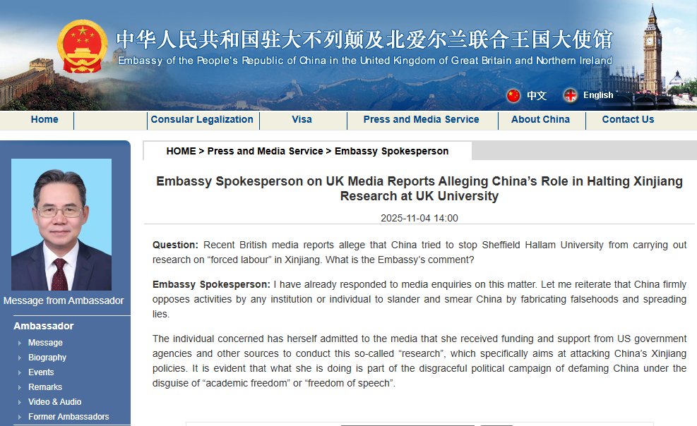 Çin Büyükelçiliği: Xinjiang'a Yönelik İddialar Asılsızdır