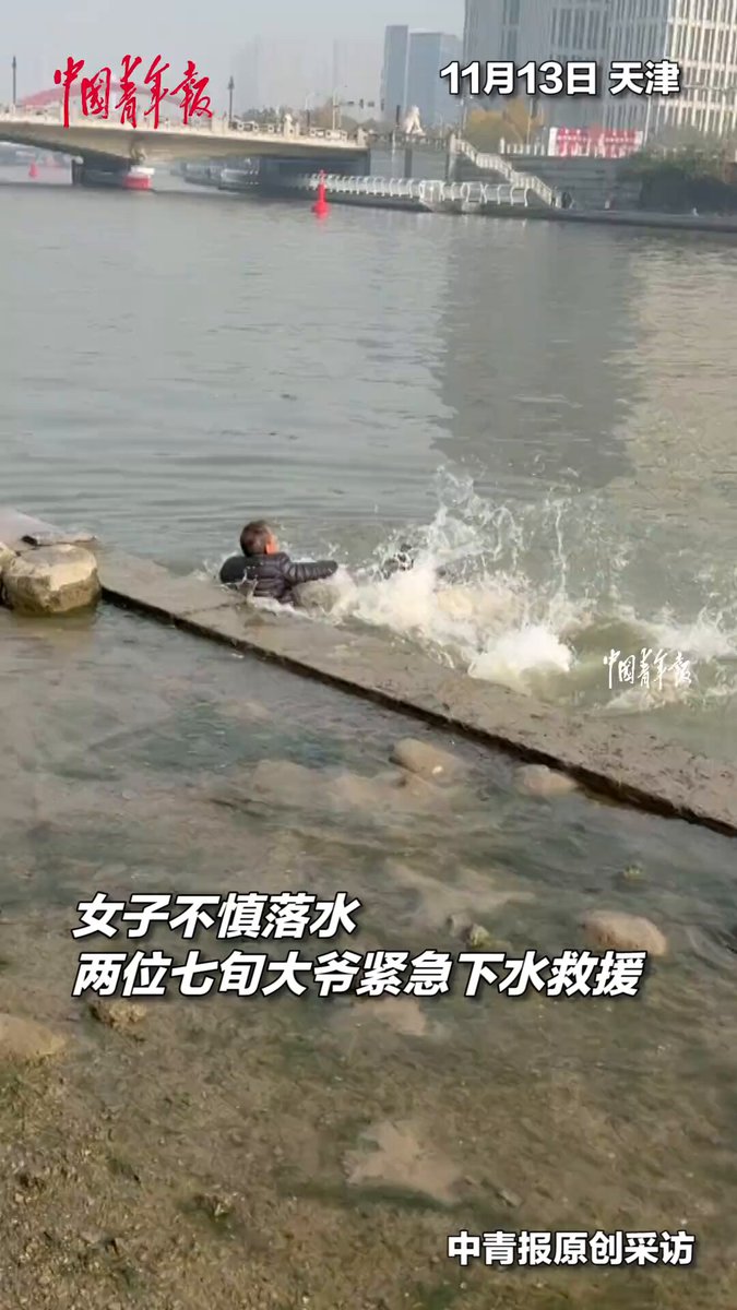 İki Yaşlı Kahraman, Suya Düşen Kadını Kurtardı