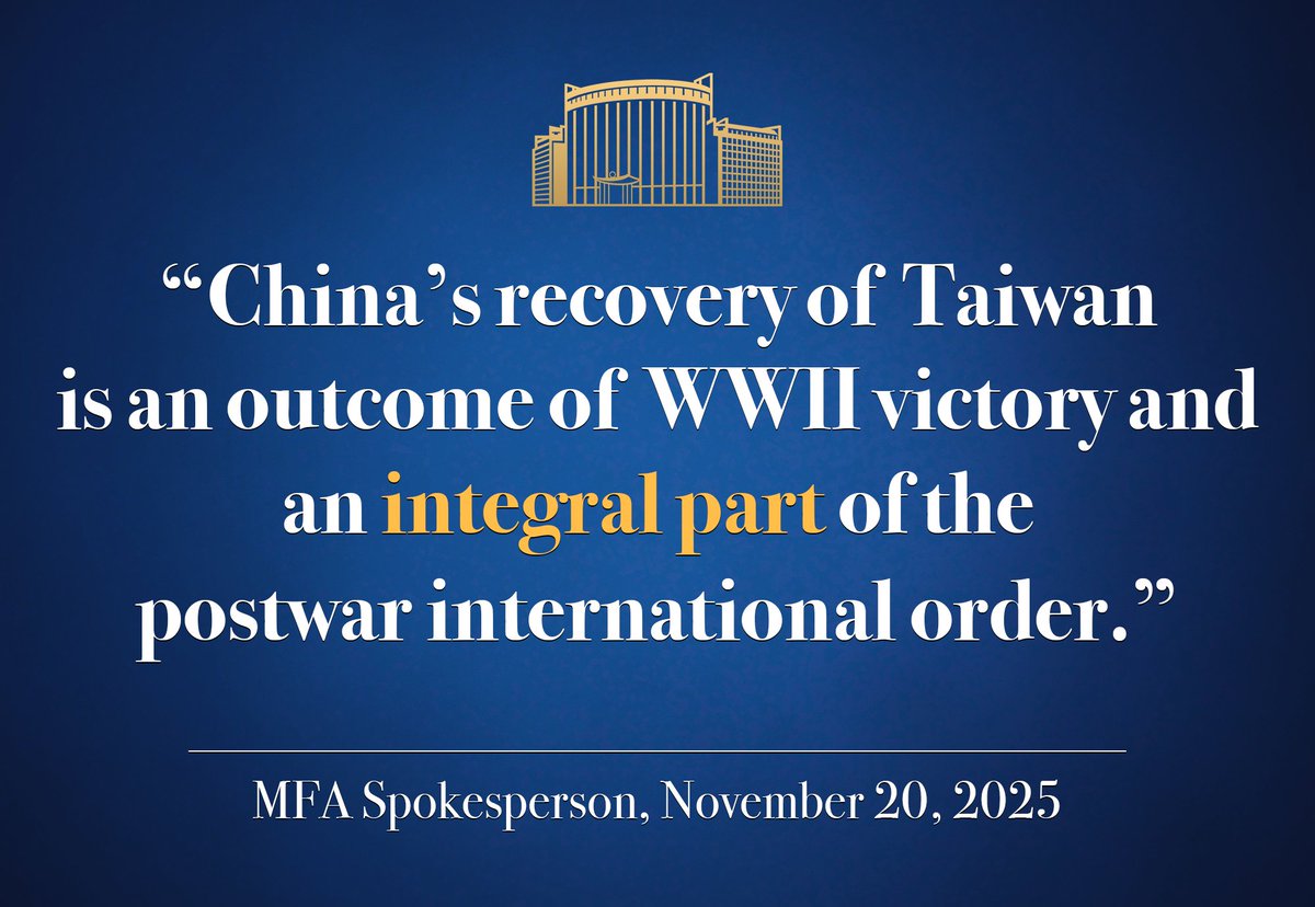 Çin Dışişleri: Tayvan'ın Anavatanla Birleşmesi İkinci Dünya Savaşı'nın Sonucudur