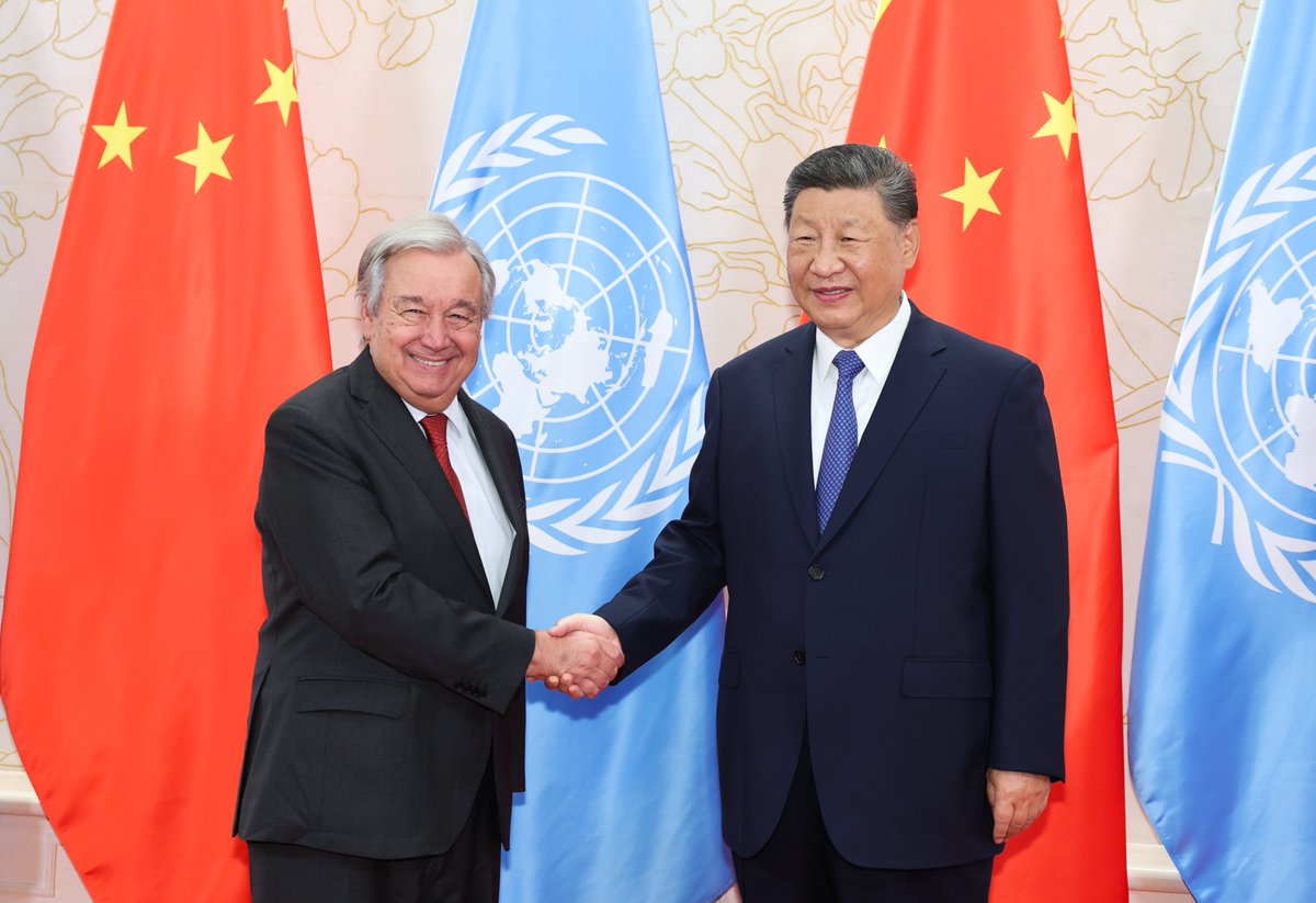 Çin Devlet Başkanı Xi Jinping, Birleşmiş Milletler Genel Sekreteri ile Tianjin'de Görüşme Yaptı
